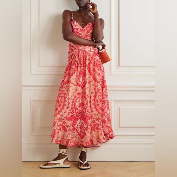 Farm Rio Jaipur Red Crossover Maxi Dress XL - Picture 4 of 9